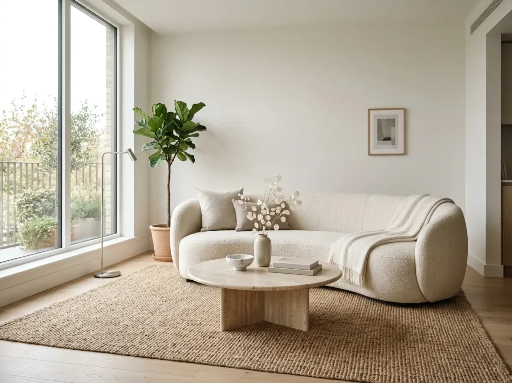 Curved sofa in a minimalist luxury living space
minimalist luxury living spaces