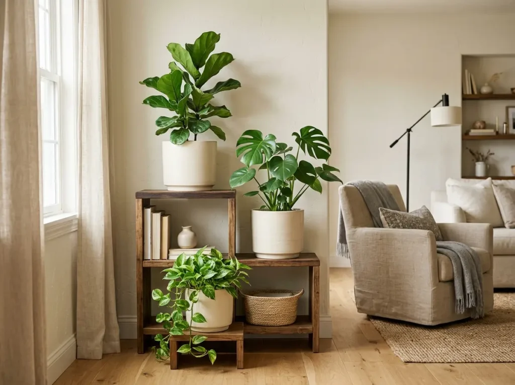 Matching planters indoor plant idea for cohesive look
