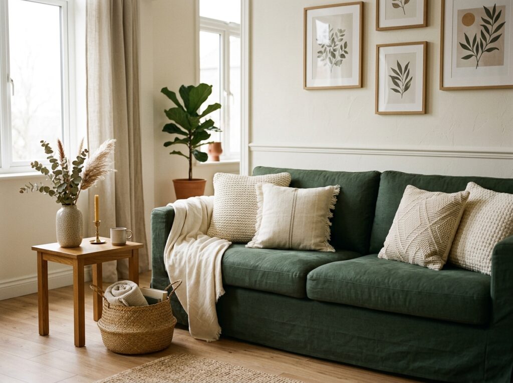 Green sofa living room ideas