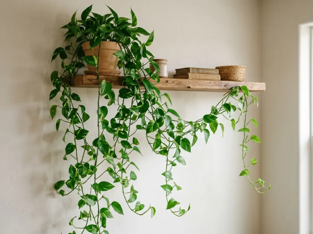 Trailing vine indoor plant idea on high shelf*