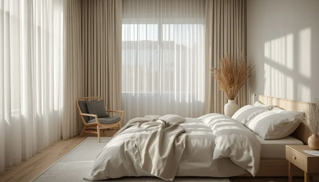 Bedroom with soft sheer curtains and natural light creating a cozy airy refresh