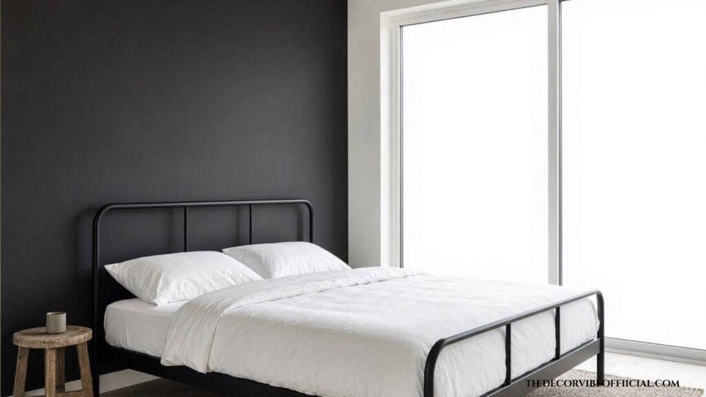 Accent wall paint colors bedroom with a matte black wall