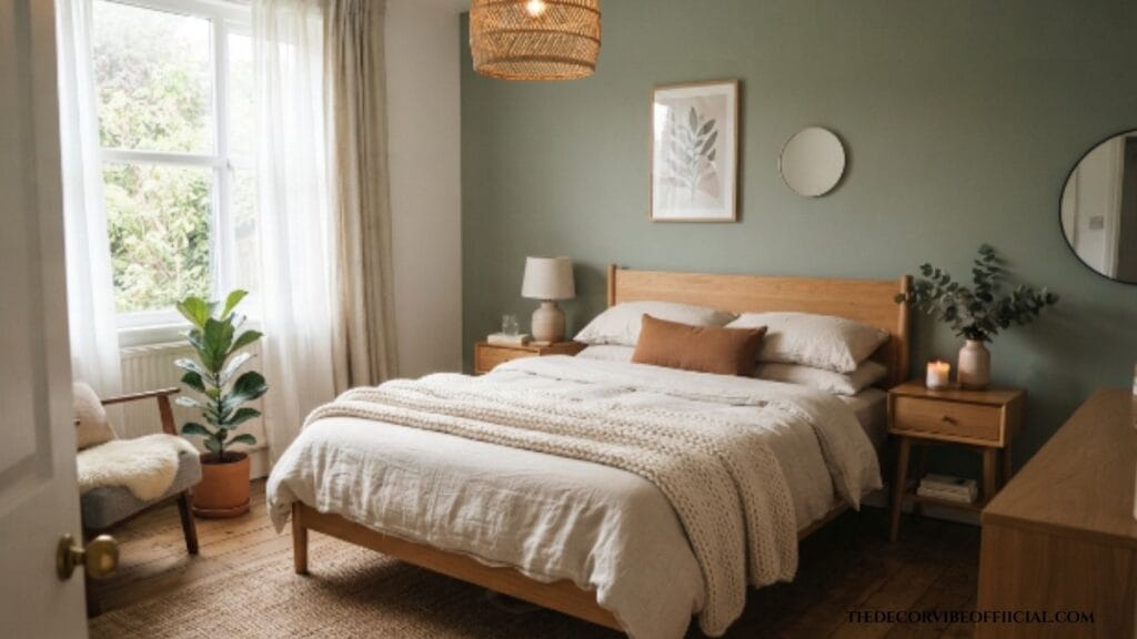 Accent wall paint colors bedroom with a sage green wall