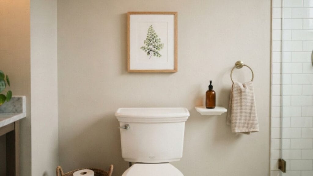 Framed art cheap guest bathroom wall update