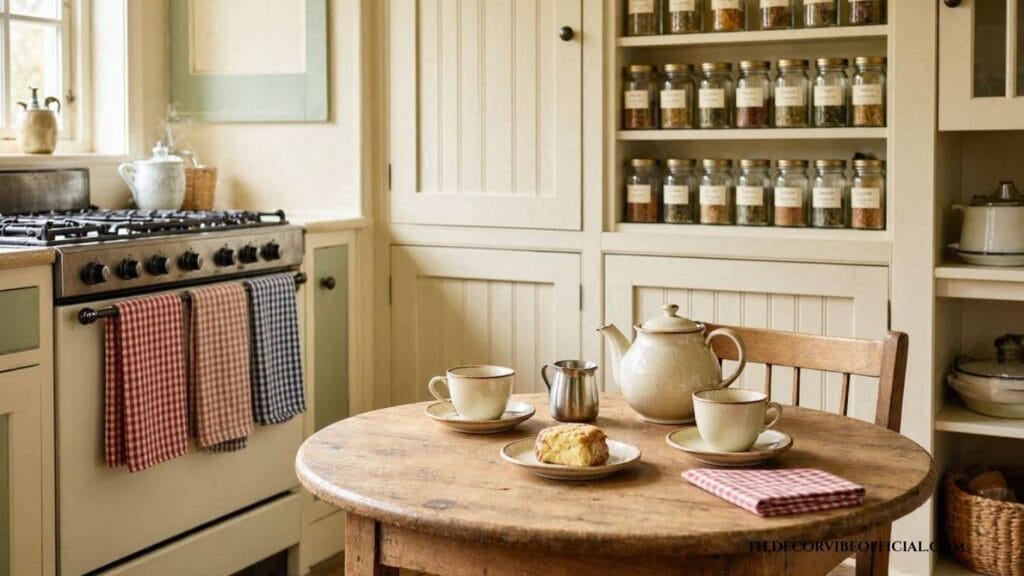 Charm-forward English kitchen ideas with cottage breakfast corner