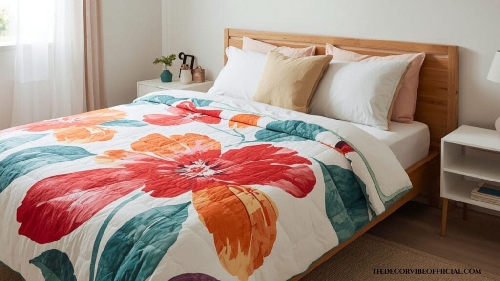 Floral quilt ideas with an oversized modern painterly bloom design