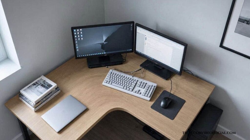 L-shaped desk home office corner ideas