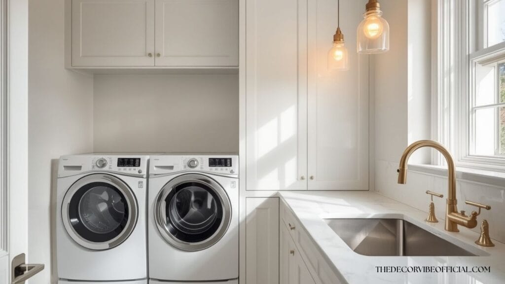  Luxury laundry room ideas with dual washer dryer and steam cabinet