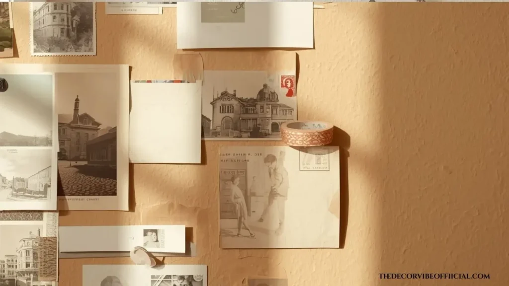Vintage wall collage ideas with a postcard grid layout