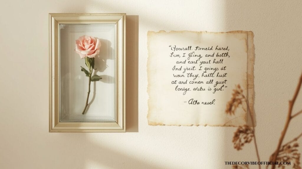 Vintage wall collage ideas with a pressed flower glass frame