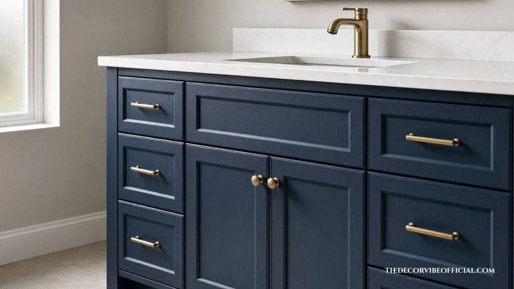 Painted vanity cabinet cheap easy guest bathroom weekend update