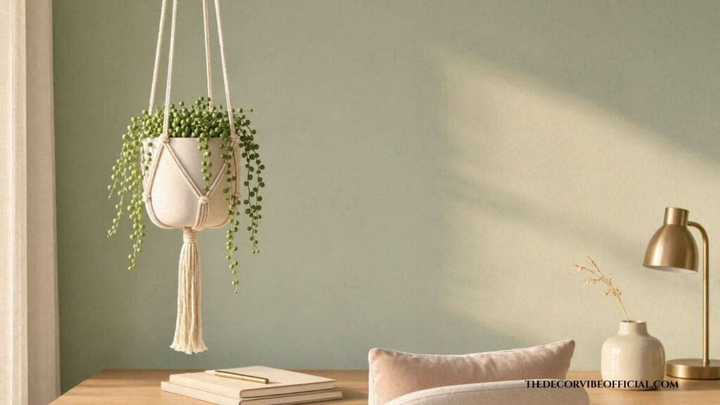 feminine home office plant decor ideas 2026 hanging plant corner styling