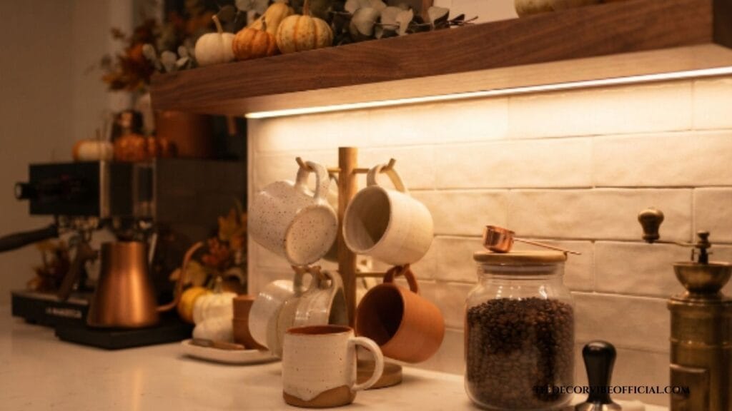 warm lighting ideas for a cozy fall coffee bar Placement