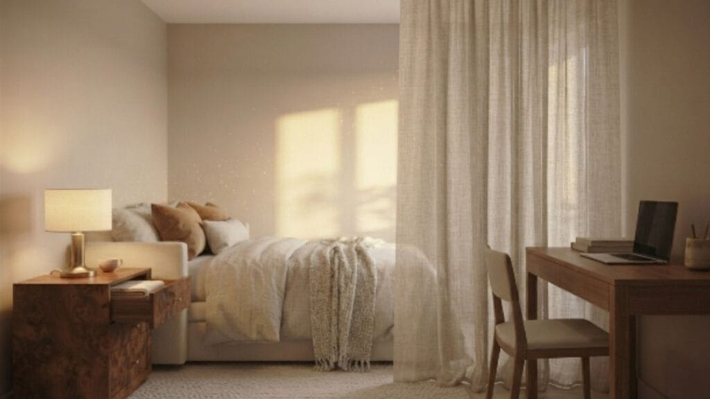 curtain divider idea for a guest room office combo