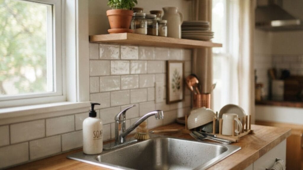 DIY peel and stick backsplash budget kitchen upgrade