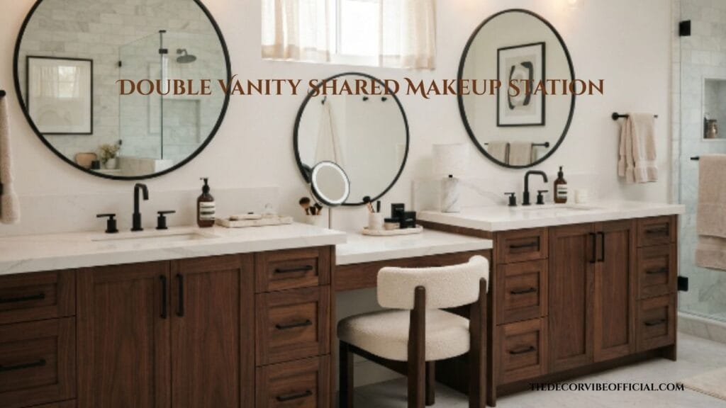 bathroom vanity makeup counter idea between double sinks
bathroom vanity makeup counter ideas