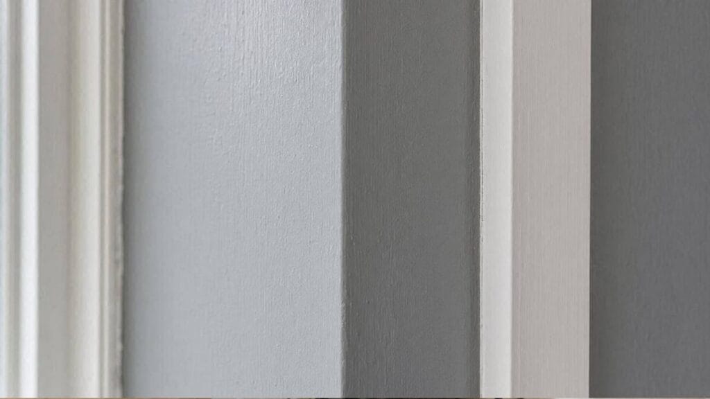 Benjamin Moore Gray Owl paired with white trim