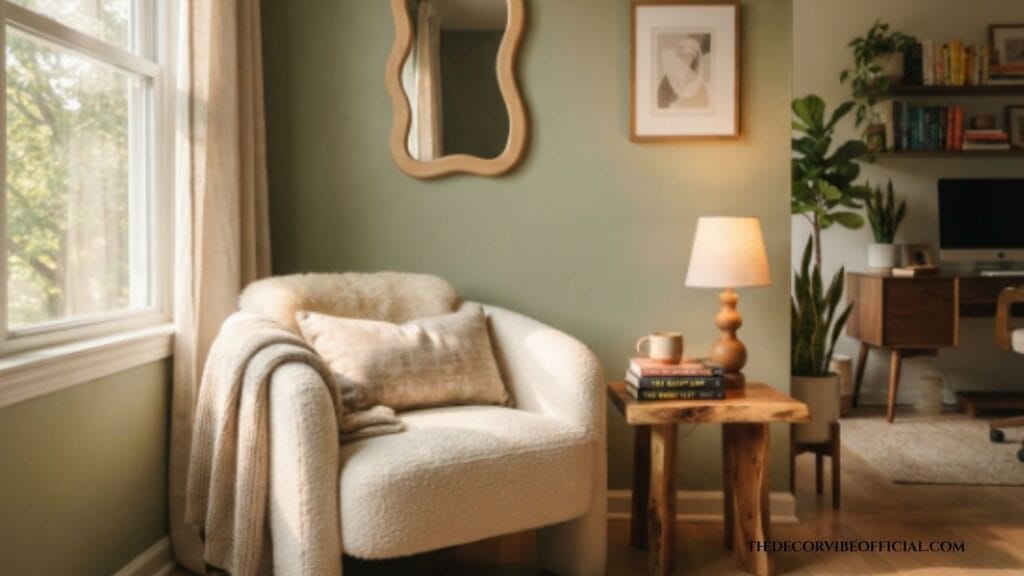 blob mirror decor ideas in a home office reading nook