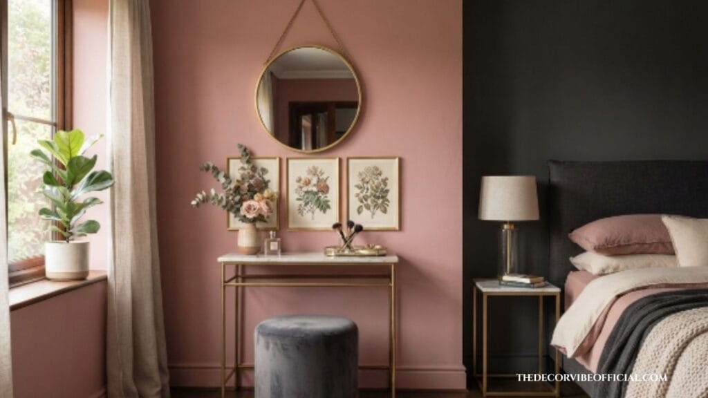 two tone accent wall for pastel goth bedroom ideas