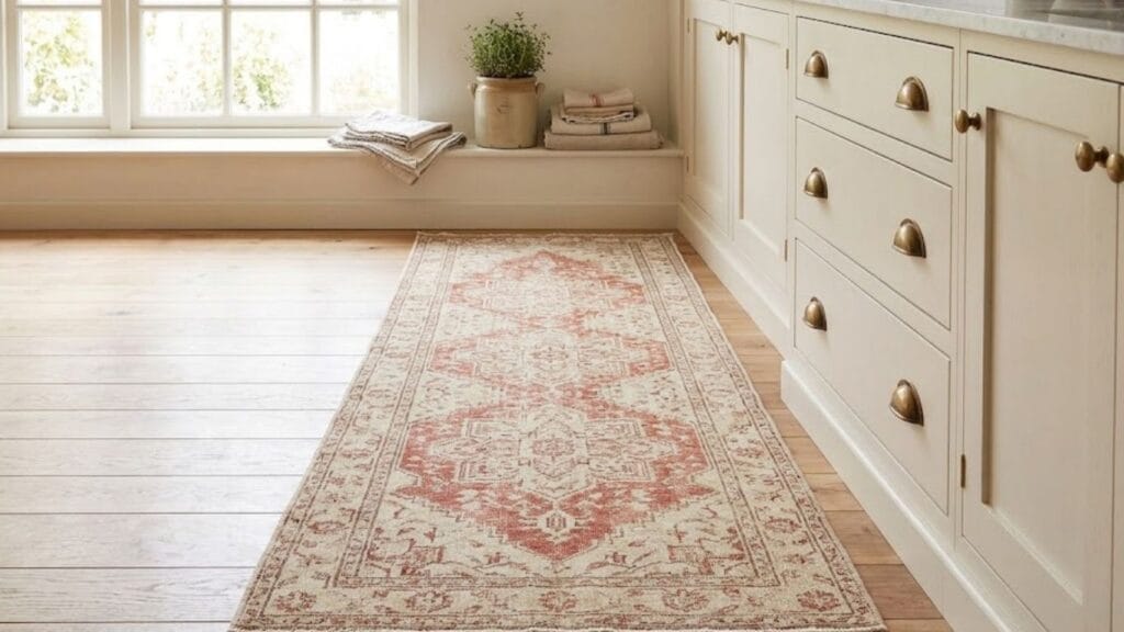 Vintage-style runner rug in kitchen decor