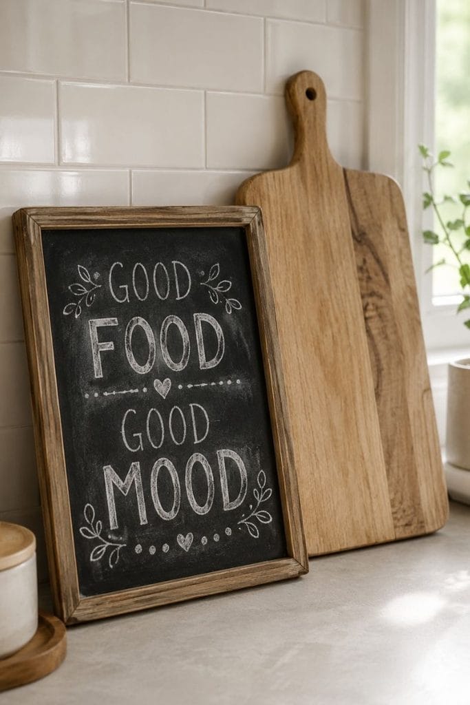 Chalkboard sign as playful halloween kitchen decor