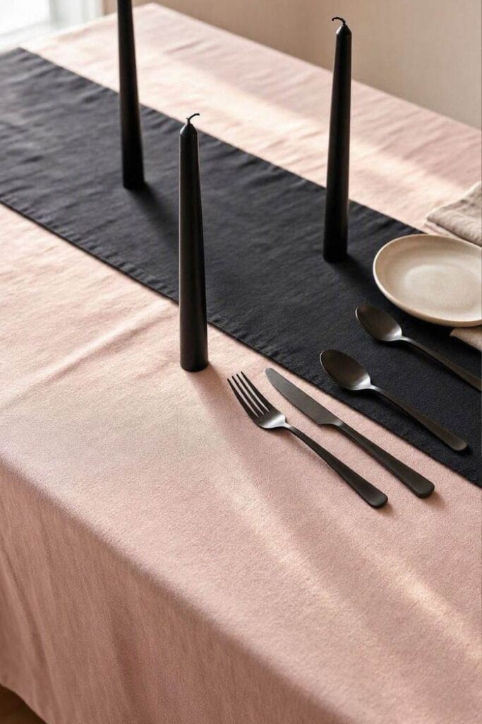 Pink and black baby shower themes for twins place setting