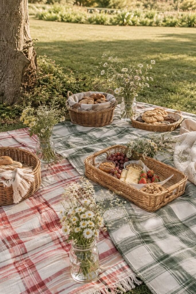  Plaid picnic baby shower themes for twins outdoor setup