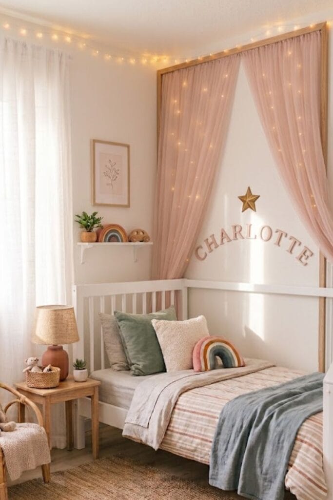 Personalized wood letter toddler girl bedroom accent wall idea