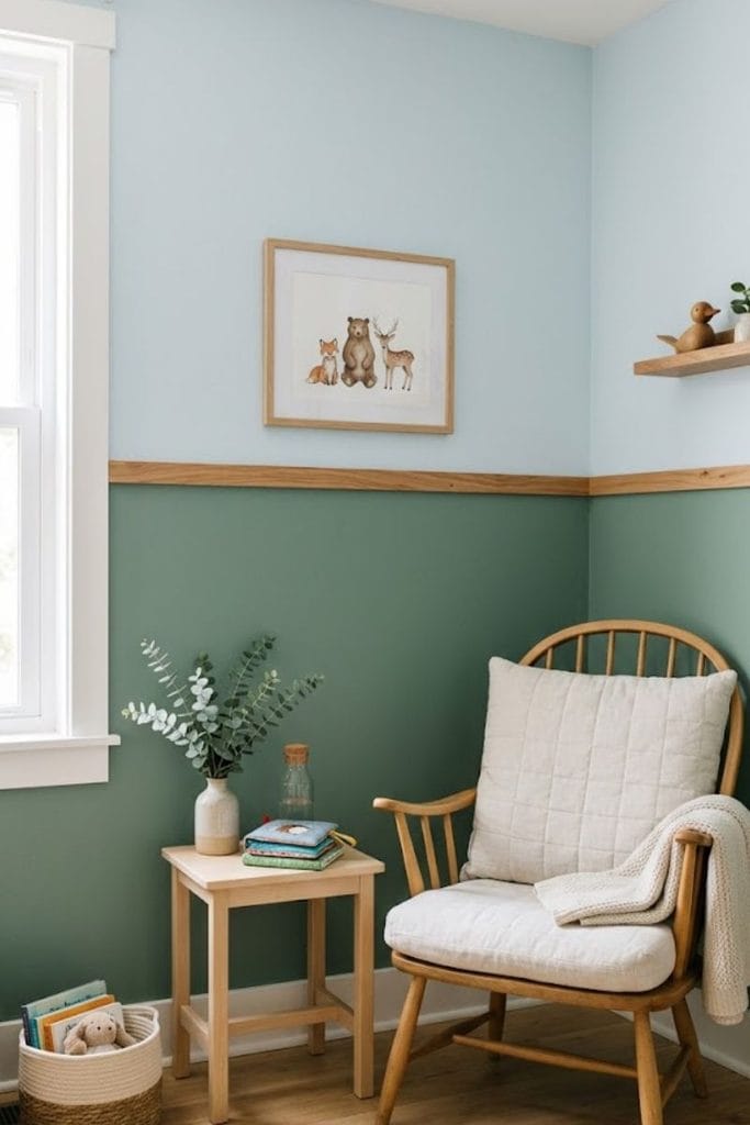 Blue and green baby boy nursery color palette