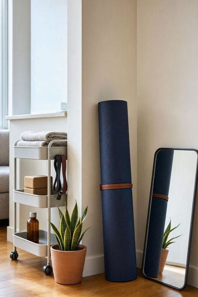 Compact yoga corner idea for small apartments and tight spaces