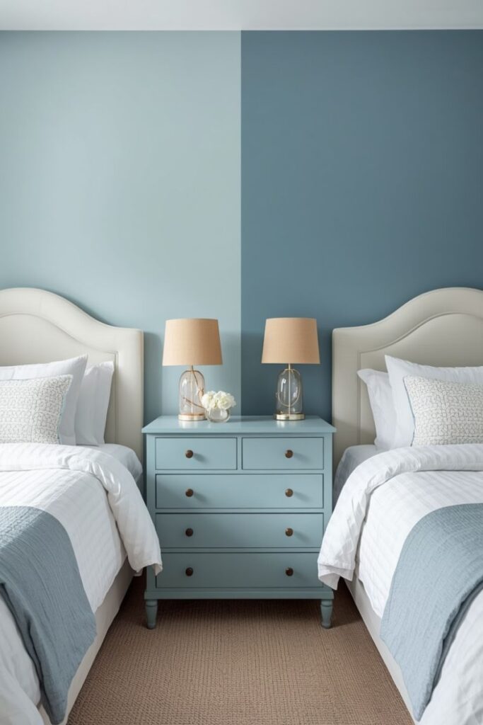  Twin toddler bedroom in two shades of blue