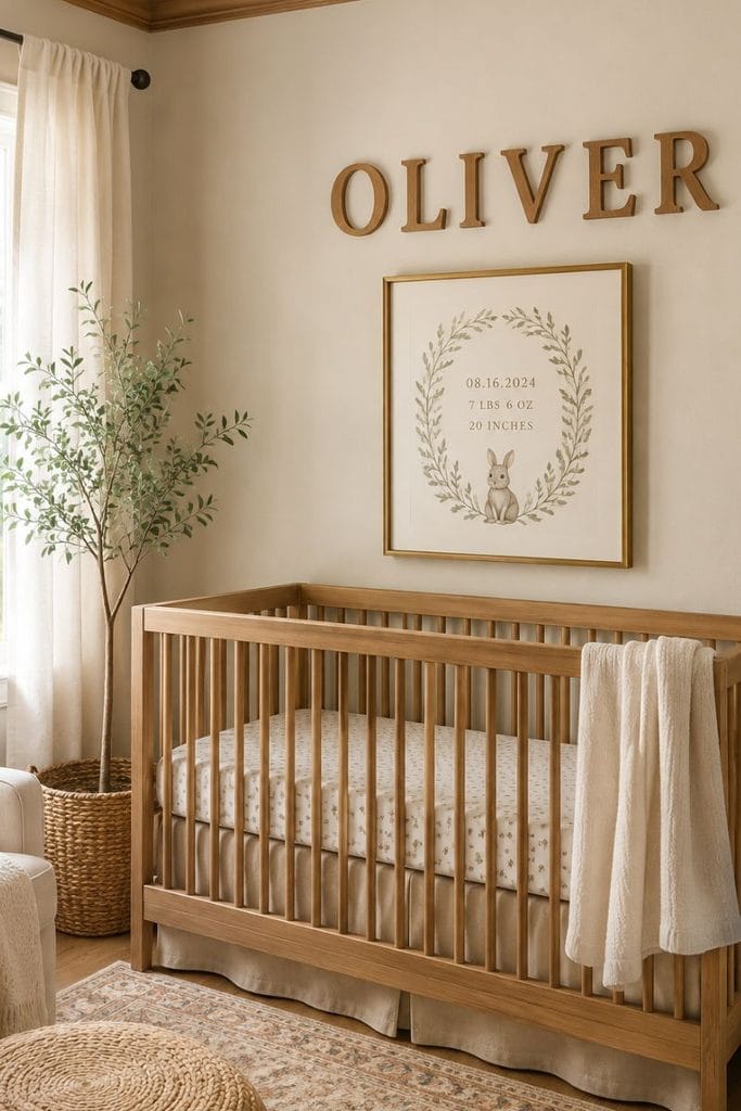  Wooden name letters in baby boy nursery decor