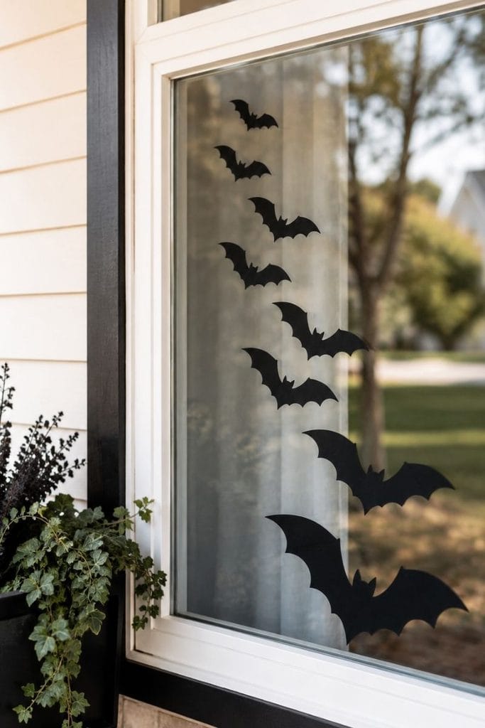 Halloween decor ideas for hanging bat window decorations