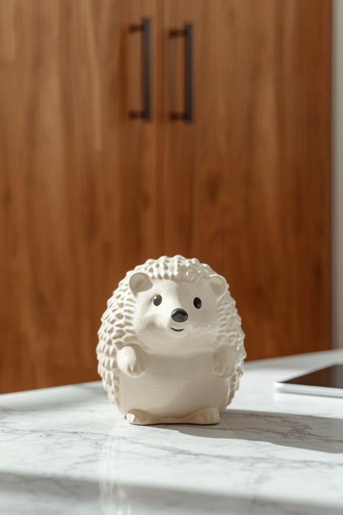 Quirky toilet paper holder used as funny bathroom decor accent