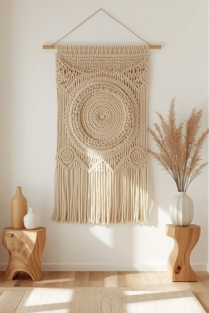  Woven tapestry staircase wall and landing decor.