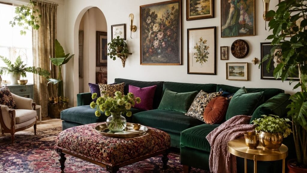 Bold maximalist living room ideas with layered color and pattern