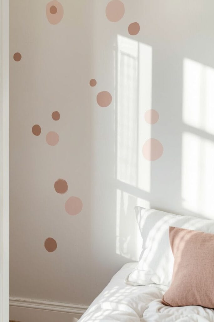 Hand painted polka dot toddler girl bedroom accent wall
