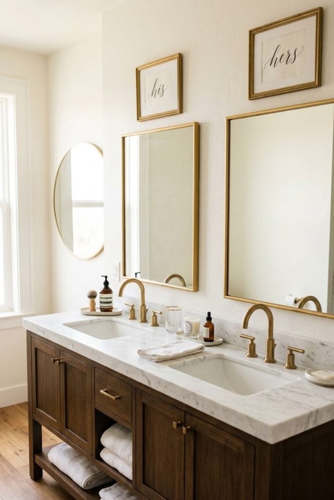 His and hers prints as romantic funny bathroom decor for couples