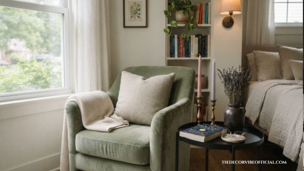 velvet accent chair pastel goth bedroom ideas
