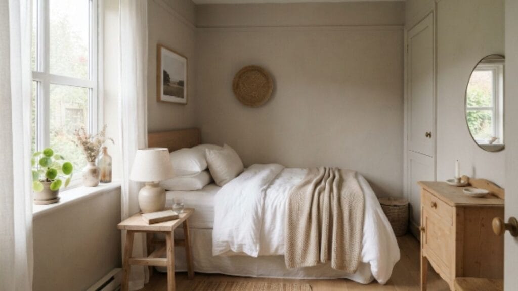 Light color palette for a small guest bedroom