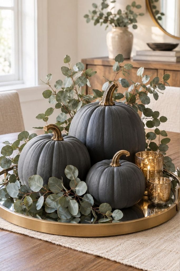 Charcoal painted pumpkin centerpiece, a halloween decor ideas diy project