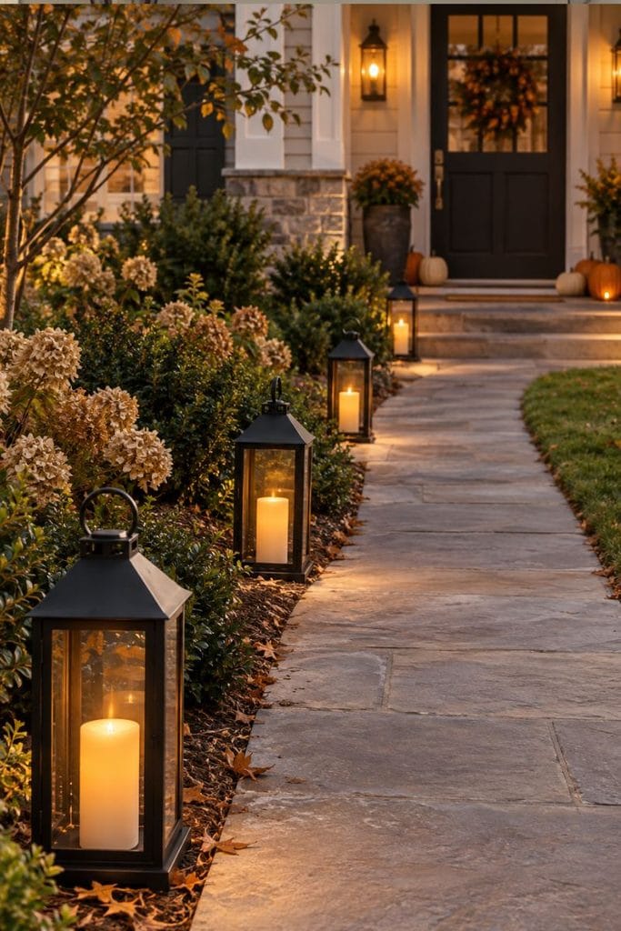  Front walkway lantern trail, a halloween decor ideas outdoor project
