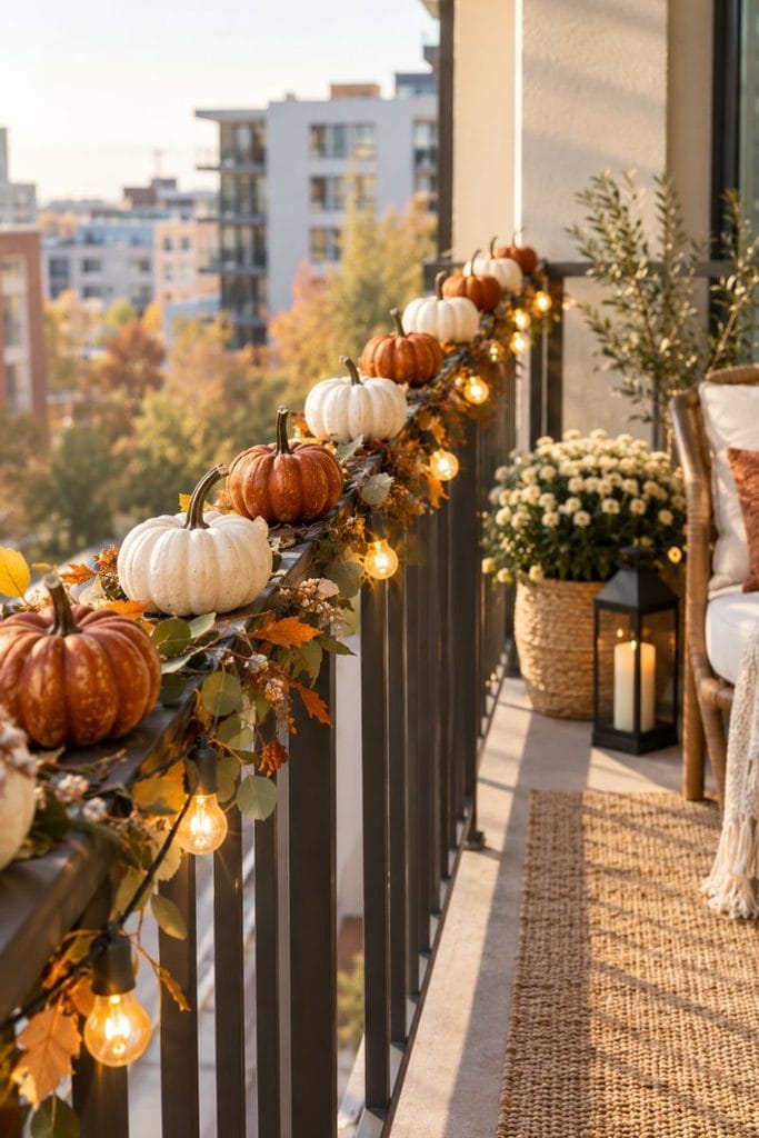  Balcony pumpkin row, a halloween decor ideas apartment project