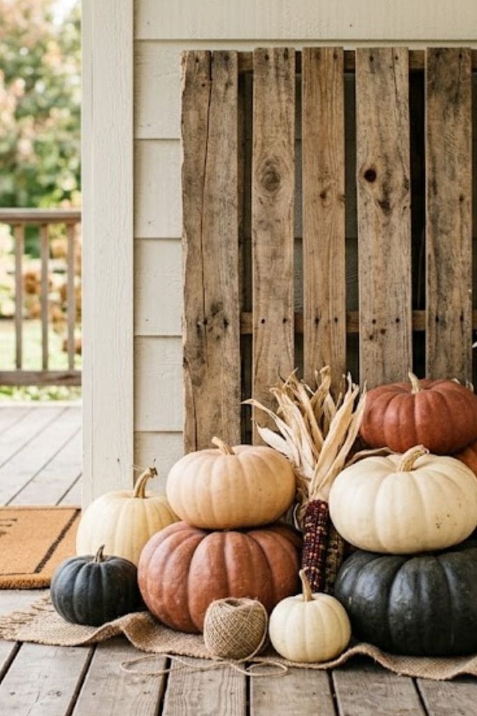 Wood pallet pumpkin backdrop, a diy outdoor halloween decorations idea