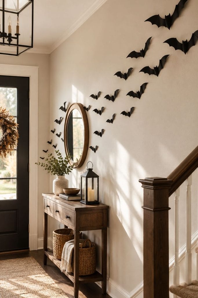 Paper bat wall cluster, an easy diy halloween decorations idea